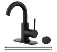 Robinet de lavabo pour salle de bain avec bec pivotant et bonde à clapet, finition noir mat