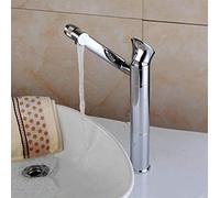 Robinet de lavabo Robinets de lavabo de Salle de Bains Finition chromée Laiton pivotant Robinet mitigeur d'évier à 360 degrés Robinet d'eau à Levier Unique Lavabo monté sur Pont