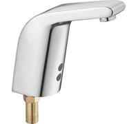Robinet de lavabo sans contact, robinet de toilettes automatique à capteur de mouvement, eau froide, à trou unique, fonctionnant sur piles, pour lavabo commercial avec tuyau de 9,5 mm, chromé argenté