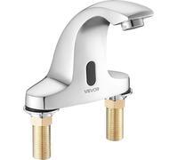 Robinet de lavabo sans contact, robinet de toilettes automatique à capteur de mouvement, eau froide avec plaque de recouvrement, fonctionne à piles, pour lavabo commercial avec tuyau de 9,5 mm, chromé