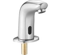 Robinet de lavabo sans contact, robinet de toilettes automatique à capteur de mouvement, eau froide avec cache-trou, fonctionne à piles, pour lavabo commercial avec tuyau de 9,5 mm, chrome argenté G11