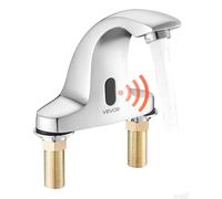 VEVOR Robinet Automatique sans Contact, Mitigeur de Lavabo à Capteur de Mouvement, Robinetterie Eau Froide, avec Plaque de Protection, pour Tuyau de 9,5 mm, Évier Bar Cuisine, Chromé Argenté
