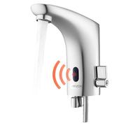 VEVOR Mitigeur Automatique sans Contact, Robinet à Capteur de Lavabo, Mélangeur d’Eau Chaude et Froide Réglable Mains Libres, à Piles, pour Tuyau 9,5 mm, Bar Cuisine Salle de Bain, Chromé Argent