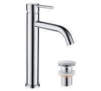 Robinet de lavabo surélevé avec bonde à clapet, chromé, 298 mm