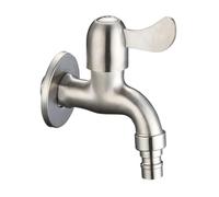 Robinet de Machine à Laver en Acier Inoxydable Argenté G1/2 | Corps Monobloc, Noyau Céramique Intégré, Montage Mural, Usage Buanderie et Balcon, pour Tuyau