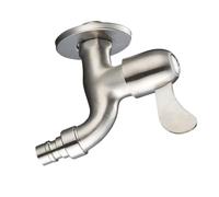 Robinet de Machine à Laver G1/2 Acier Inoxydable, Argenté | Montage Mural, Noyau Céramique Intégré, Moulage Monobloc, pour Tuyau D’arrivée D’eau et Installation Simple