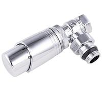 Robinet de radiateur ou seche serviette chromé + tête thermostatique filetage standard M30x150 finition chromée | Forme equerre mâle -femelle 15x21 (1/2) NOYON & THIEBAULT