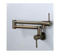 Robinet de remplissage mural en laiton antique - Bras pivotant à double articulation, design pliable, 2 poignées, trou unique - Idéal pour les cuisines modernes, gain de place