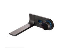 Robinet de salle bain thermostatique noir, mitigeur mural en laiton avec affichage LED, 2 trous,Sûr et fiable(Brushed Grey)