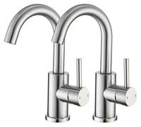 Robinet de salle de bain en acier inoxydable brossé, lot de deux pièces