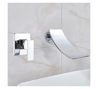 Robinet de salle de bain, Matte Black/Chrome Bathroom Faucet Wall Mounted Waterfall Basin Faucets Washing Taps Cold Water Mixer Tap(A)