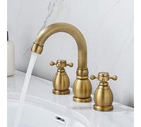 Robinet de Salle de Bain rétro à Deux poignées en Laiton Noir, mitigeur 3 Trous, Robinet d'eau Chaude Froide, mitigeur de lavabo de Style Vintage, Finition patinée élégante pour Salle de Bain