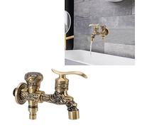 Robinet de salle de bain, robinet de lavabo de salle de bain en laiton antique 2 poignées 1 trou, robinet en laiton sculpté dragon antique pour évier de salle de bain, montage sur