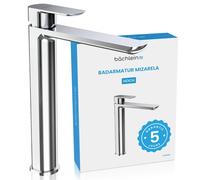 Robinet de salle de bains Mizarela haut - chrome | Robinet de salle de bains haut au design classique - robinet pour lavabo à poser dans la salle de bains