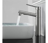 Robinet de Salle de Bains Robinet de Lavabo Extra-Haut avec Mitigeur de Lavabo Haut Et Douchette Anti-Éclaboussures Pivotante à 360° Gris B