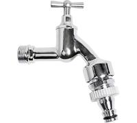 Robinet de sortie Kirchhoff avec filetage extérieur de 1/2", équipé d'un système de connexion rapide Gardena, robinet avec aérateur et dispositif anti-retour, robinet d'arrêt en chrome