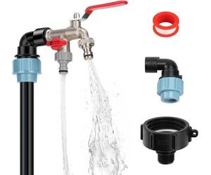 Robinet de vidange pour IBC avec tête en laiton à col de cygne, robinet à douille 3/4 pouce, robinet de vidange pour IBC de 1 000 l, tonneau de récupération d'eau de pluie S60 x 6, pour robinet d'eau 