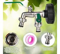 Robinet de vidange Unyqoos® S60x6 – en laiton nickelé avec prolongateur de sortie, pour conteneurs IBC et fûts en plastique, idéal pour vidanger de l'eau, de la bière ou des produits chimiques