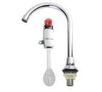 Robinet D'eau à Pédale en Cuivre Argenté, Rotation, Débit Temporisé | Commande au Pied, Marche Arrêt Latéral, pour Lavabo Public et Salle de Bain, Usage Médical, Simple Flux