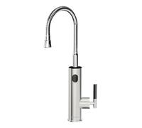 Robinet d'eau chaude électrique, design 2 en 1 en acier inoxydable, fonctionnement 220V, universel-argent, EU
