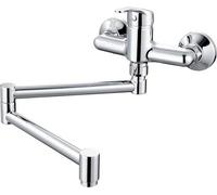 Robinet d'eau de cuisine Mur fixé avec pliage Tout, grue murale rotative à 360°, laiton chromé plaqué, parfait pour la cuisine et les pots de remplissage