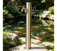 Robinet d'eau de pilier de jardin extérieur en acier inoxydable 304, colonne d'eau antigel Bouche d'incendie de cour avec support de tuyau de robinet, fontaine d'eau décorative(A,Height: 86cm/33.9in)