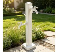 Robinet d'eau debout en acier inoxydable, colonne d'eau de jardin, source d'hydratation, bouche d'incendie avec robinet à double sortie et pistolet pulvérisateur, blanc(Style 4,Height: 95cm/37.4in)