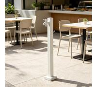 Robinet d'eau debout en acier inoxydable, colonne d'eau de jardin, source d'hydratation, bouche d'incendie avec robinet à double sortie et pistolet pulvérisateur, blanc(Style 1,Height: 60cm/23.6in)