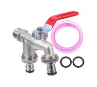 Robinet D'eau Extérieur à Double Sortie 1/2 Pouce, Alliage de Zinc | Kit Adaptateur pour Cuve Ibc, Raccord 3/4 Pouce, Anti Gel, Facile