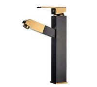 Robinet d'eau, Robinet de Salle de Bain Noir avec douchette extractible, mitigeur à Levier Unique, Robinet d'évier, robinets de lavabo, robinets d'eau Chaude et Froide, en Laiton, H27,5 cm