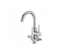 Robinet d'évier à poignée unique, mitigeur de cuisine à arc élevé, finition nickel brossé, avec aérateur anti-éclaboussures, pour