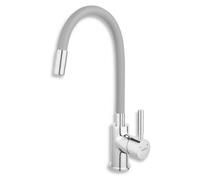 Robinet d'évier ARGENT flexible Mitigeur monocommande Robinet en laiton Mitigeur à ressort spiralé