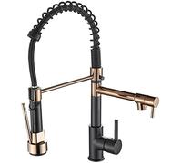 Robinet d'évier de cuisine moderne à rabat, remplissage de pot en laiton double fonction, pulvérisateur facile à nettoyer, finition or rose et noir, design élégant pour la maison et la cuisine