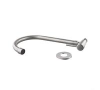 Robinet d'évier de cuisine mural simple avec rotation à 360 degrés en acier inoxydable 304 avec poignée lisse et base fixe pour un nettoyage facile, finition argentée, petit tuyau coudé (taille M)