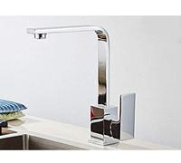 Robinet d'évier de Cuisine Robinet de Cuisine Mélangeur d'eau Chaude Froide Type carré Tube Plat en cuivre Peinture en aérosol rotative Noir Mat Pierre de Quartz Carré Poignée Unique 7