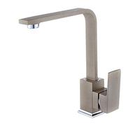 Robinet d'évier de Cuisine Robinet de Cuisine Mélangeur d'eau Chaude Froide Type carré Tube Plat en cuivre Peinture en aérosol rotative Noir Mat Pierre de Quartz Carré Poignée Unique 7