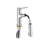 Robinet d'évier mitigeur cuisine SucceBuy Poignée unique Douchette extractible Acier inoxydable Argent F410201-BN-G