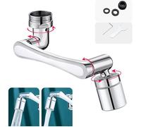 Robinet d'Extension Multifonctionnel Rotatif à 1440 Degrés Accessoire de Filtre Robinet 1080°Mousseur - Argent (Tout Laiton)