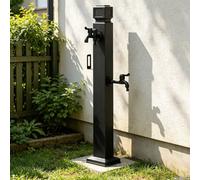 Robinet d'extérieur avec support de tuyau autoportant, colonne d'eau verticale, robinet de jardin avec pistolet pulvérisateur, bouche d'incendie en acier inoxydable 304(Style 2,Height: 95cm/37.4in)