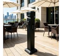 Robinet d'extérieur avec support de tuyau autoportant, colonne d'eau verticale, robinet de jardin avec pistolet pulvérisateur, bouche d'incendie en acier inoxydable 304(Style 1,Height: 95cm/37.4in)