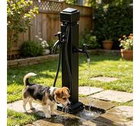 Robinet d'extérieur avec support de tuyau autoportant, colonne d'eau verticale, robinet de jardin avec pistolet pulvérisateur, bouche d'incendie en acier inoxydable 304(Style 4,Height: 95cm/37.4in)