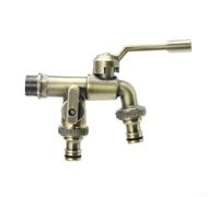 Robinet d'extérieur en laiton à double sortie pour robinet de jardin - Connecteur de machine à laver en cuivre pour tuyaux d'irrigation - Finition bronze vert bronze rouge (bronze vert)