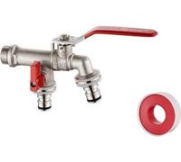Robinet double tête 1/2 pouce avec raccords de tuyau - Robinet à tête sphérique résistant au gel jusqu'à -10 °C, résistant aux hautes températures jusqu'à 120 °C, robinet d'arrêt sans buse, corps du r