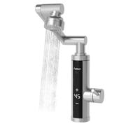 Robinet électrique à eau chaude, 3,3 kW, 30-45 °C, en acier inoxydable, couleur argent