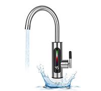Robinet Électrique Acier Inoxydable, Chauffe-eau Instantané 360° Cuisine | LED robinet électrique, chauffage en 3 secondes, 60°C, eau et électricité séparées, pour garage, caravane et buanderie