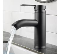 Robinet en acier inoxydable pour lavabo de salle de bain, noir, avec double levier
