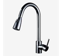 Robinet en cuivre à Tirette, robinets de Cuisine en Argent galvanisé, Robinet d'évier, Robinet Chaud et Froid pour Cuisine et Salle de Bain, Robinet d'eau à Un Trou, Robinet de cuve
