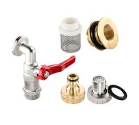 Robinet en laiton massif 3/4" avec vanne à bille pour citernes de pluie, pour raccord rapide et panier d'aspiration en acier inoxydable, raccord G 3/4 vers G 1", kit complet pour camping et jardin