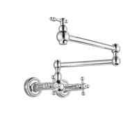 Robinet Evier de Cuisine Pliable Robinet de Remplissage de Casserole a Bouton Croisé Rétro,Chromé