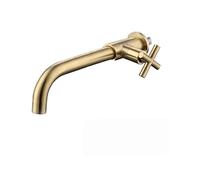 Robinet Exterieur Jardin Robinet de lavabo à eau froide simple à montage mural dissimulé en laiton, robinet de lavabo à bec long en or brossé, noir, chrome, gris(Brushed Gold)